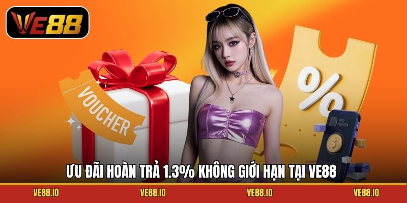 Ưu đãi hoàn trả 1.3% không giới hạn tại Ve88